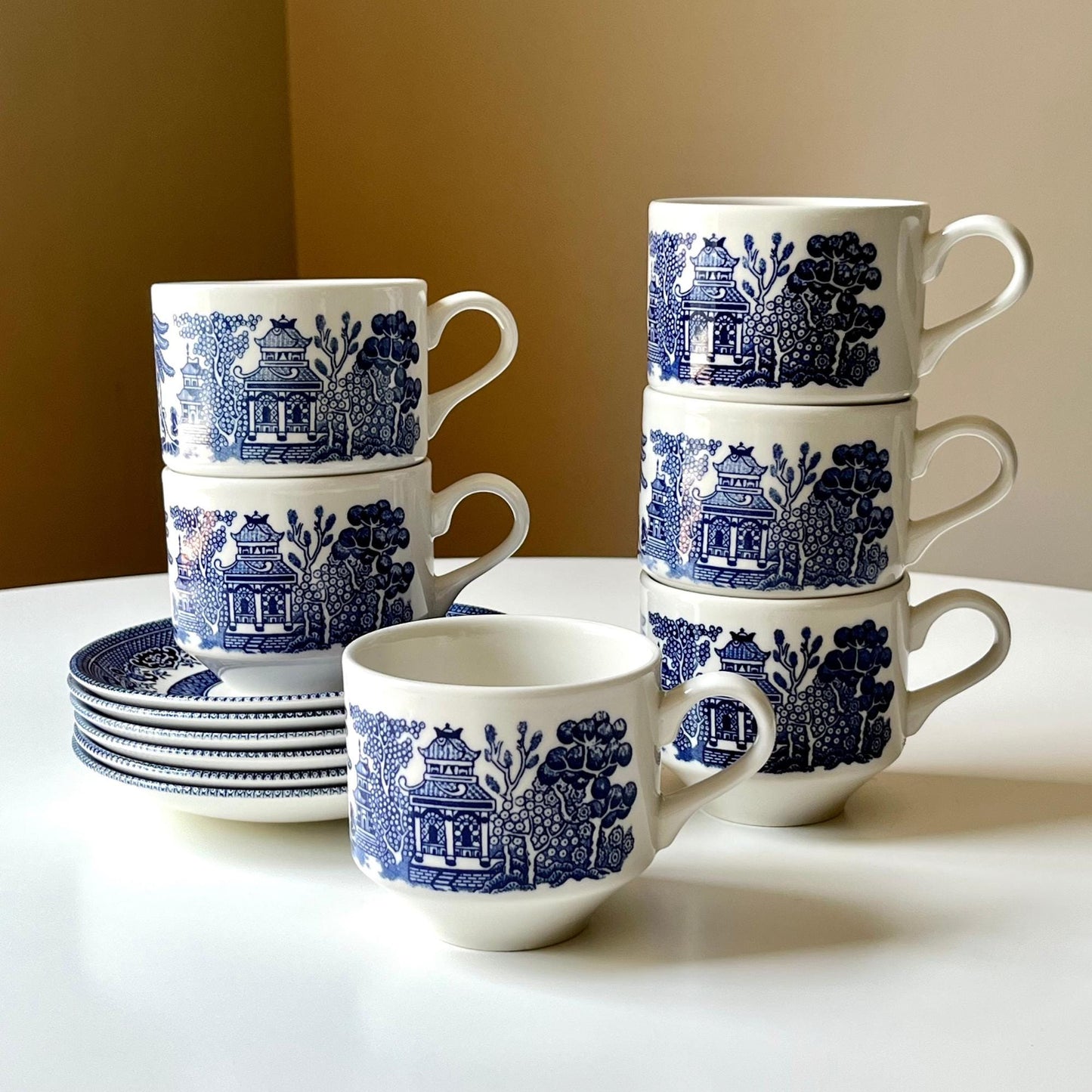 Blue Willow Tea Cup Set by Churchill