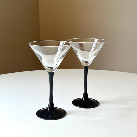 French Black Stem Domino Cocktail Glasses