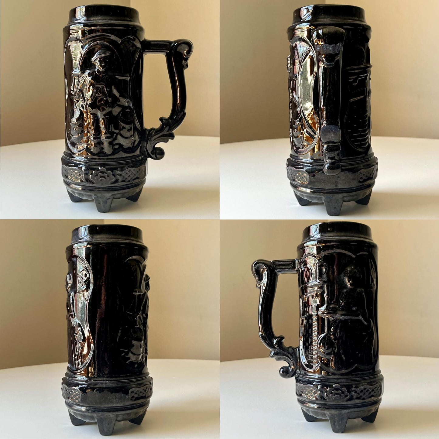 Black Ceramic Tankard Beer Steins