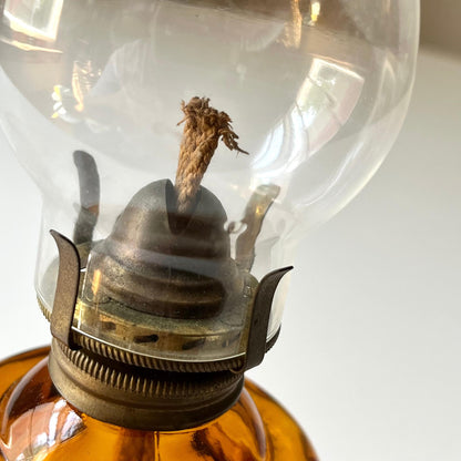 Japanese Amber Hurricane Lamp with Rounded Base