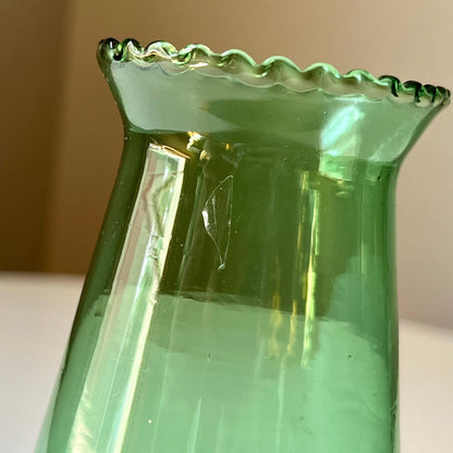 Avocado Green Glass Hurricane Lamp