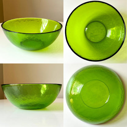 Green Colored Glass Serving Bowl