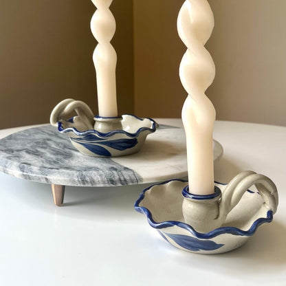 Williamsburg Blue Glazed Chamberstick Holders