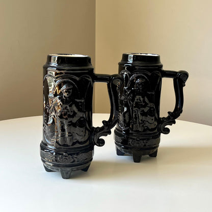 Black Ceramic Tankard Beer Steins