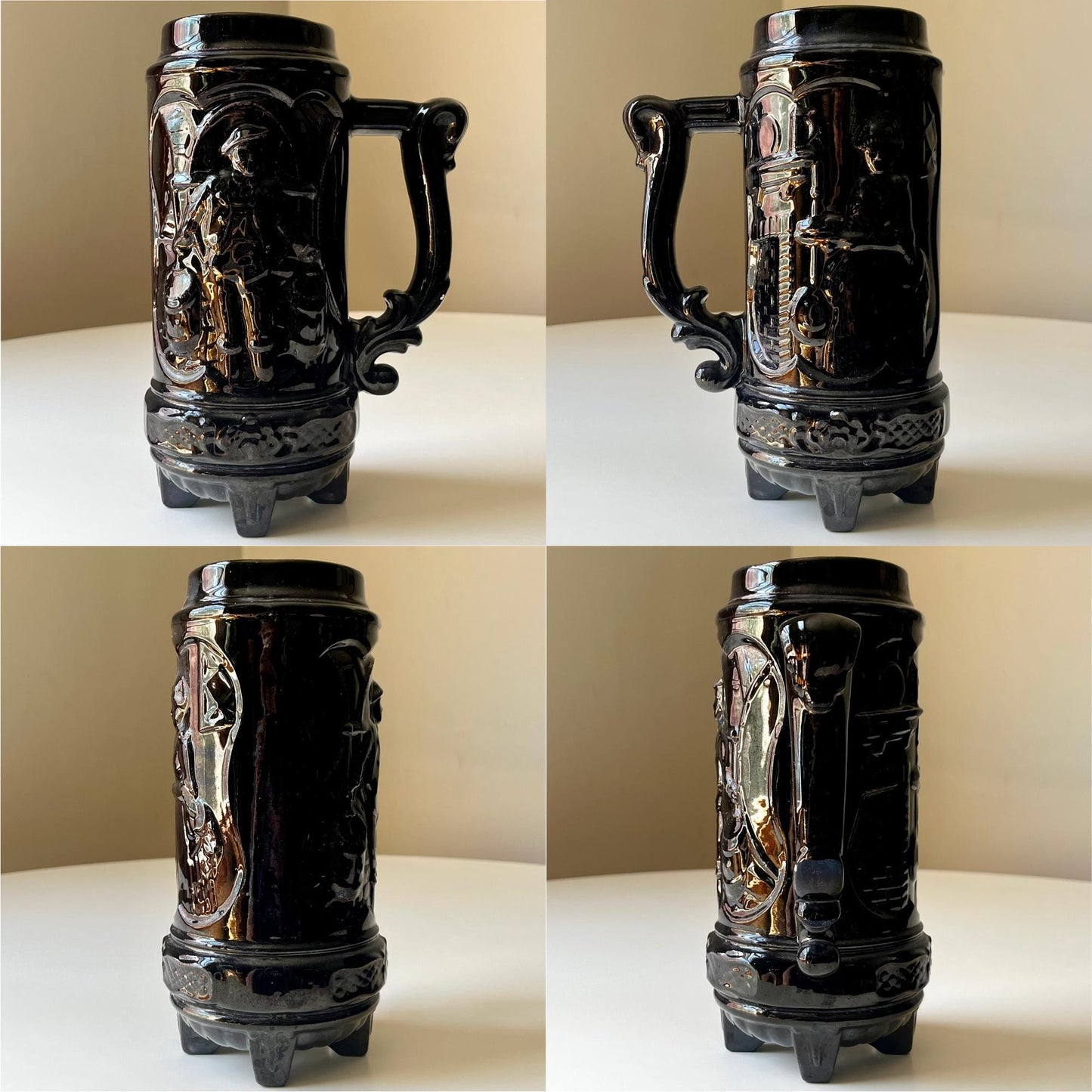 Black Ceramic Tankard Beer Steins