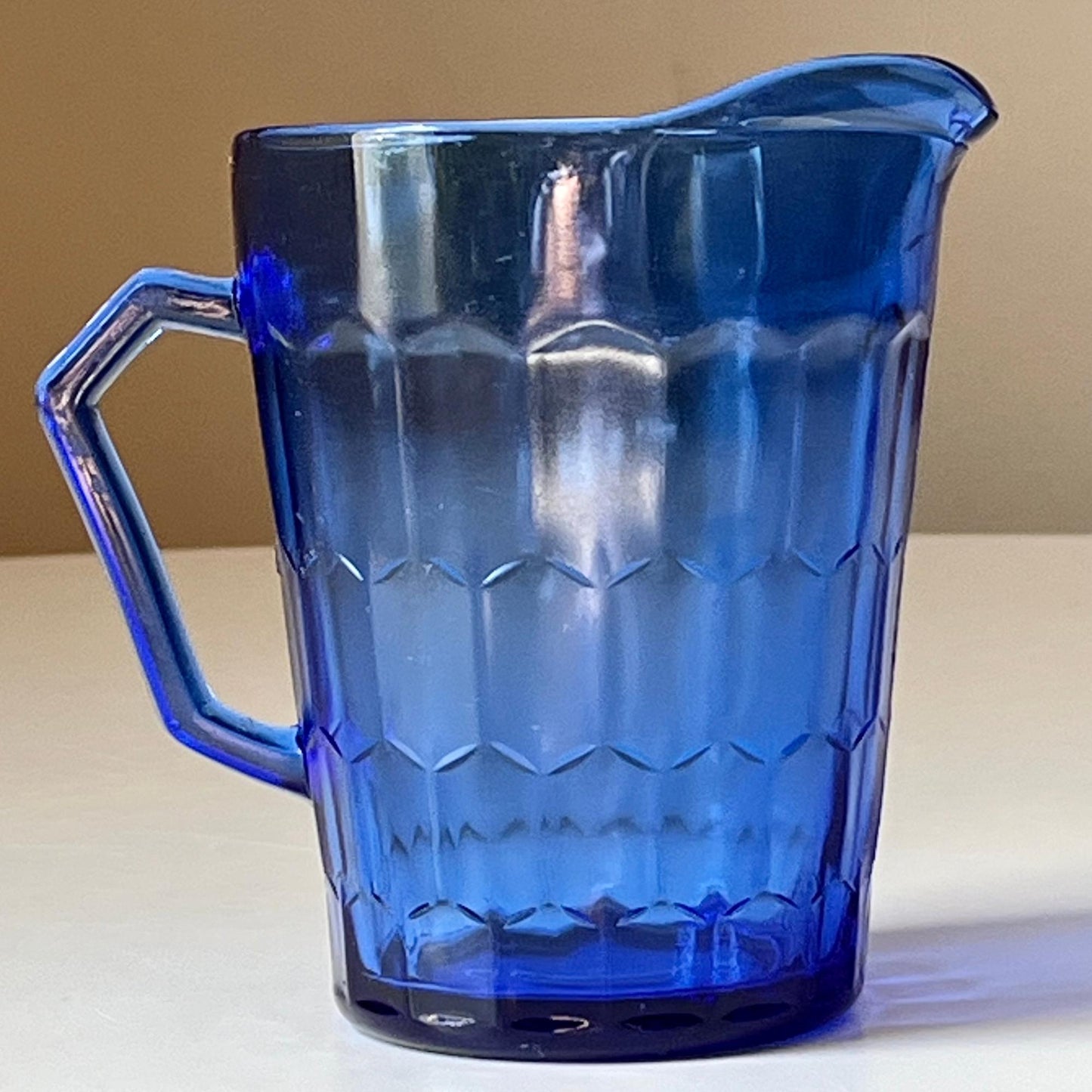 Honeycomb Cobalt Blue Glass Creamer