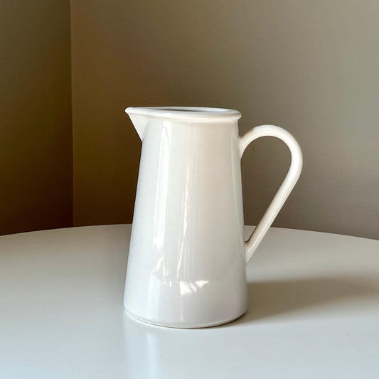 Large Sleek White Ceramic Pitcher