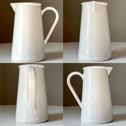 Large Sleek White Ceramic Pitcher