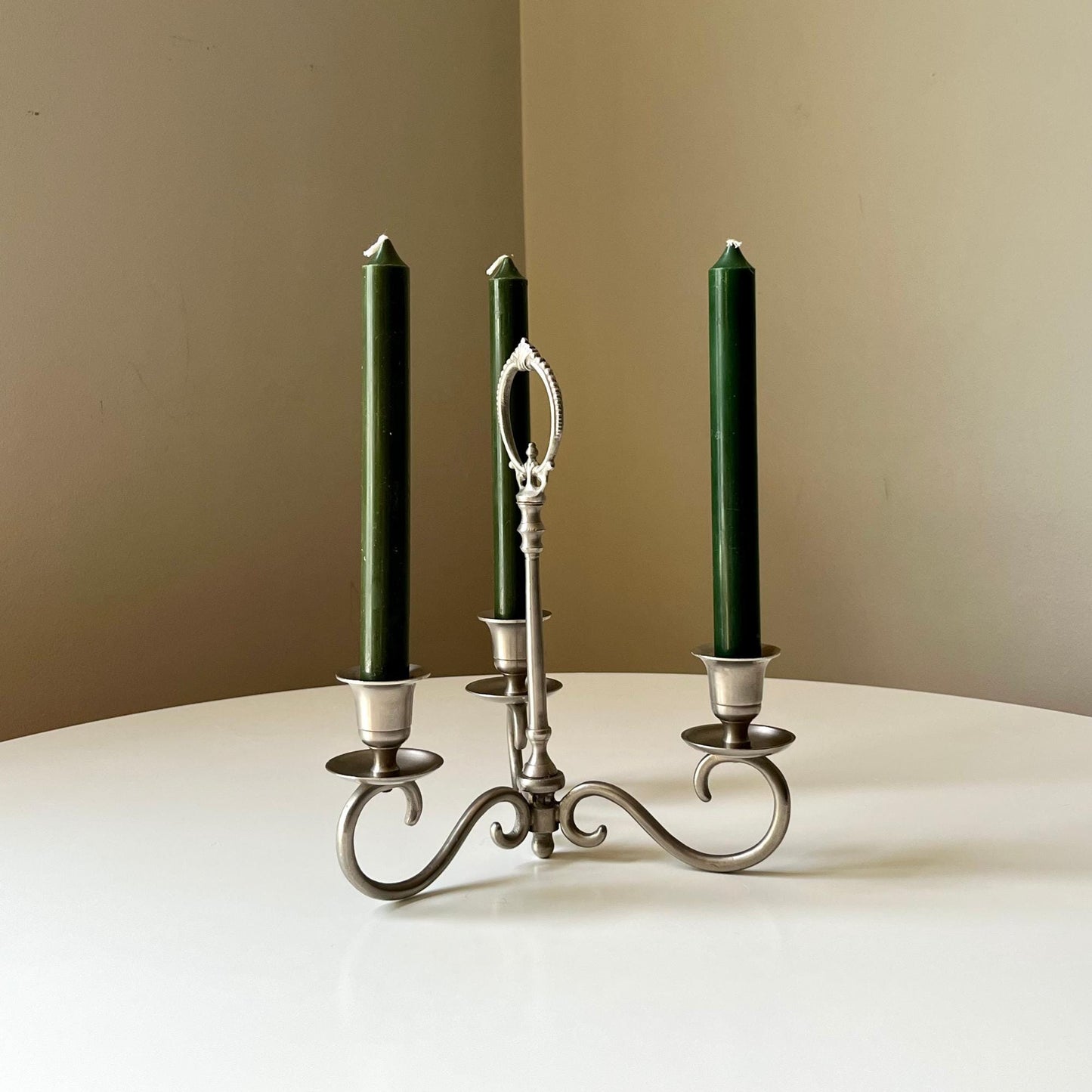 Pewter Three Arm Candelabra