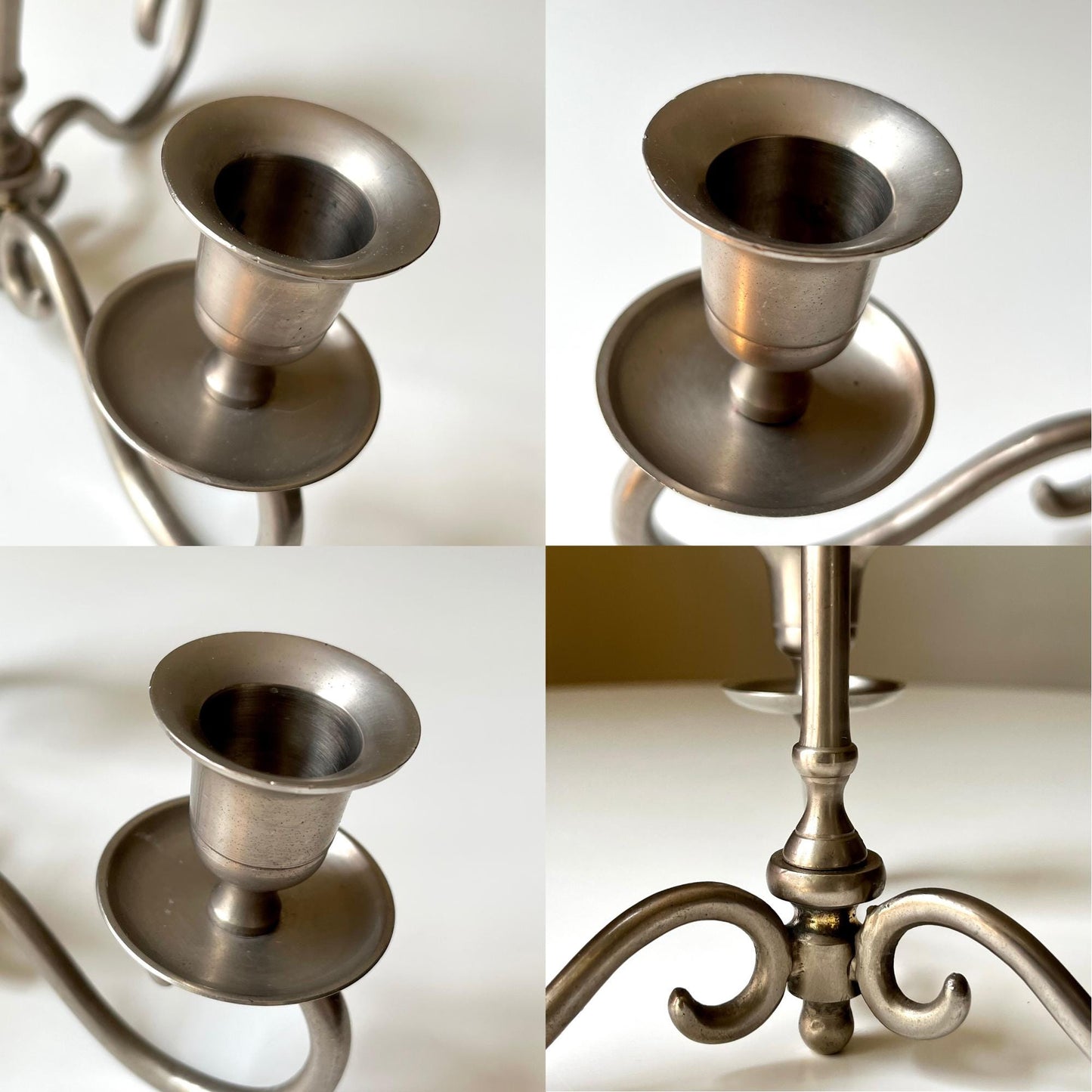 Pewter Three Arm Candelabra