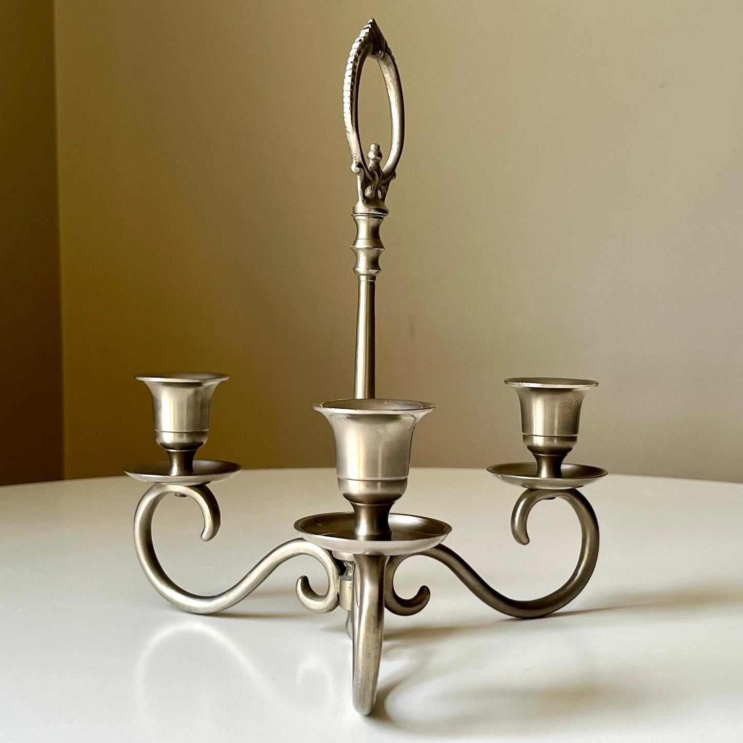 Pewter Three Arm Candelabra