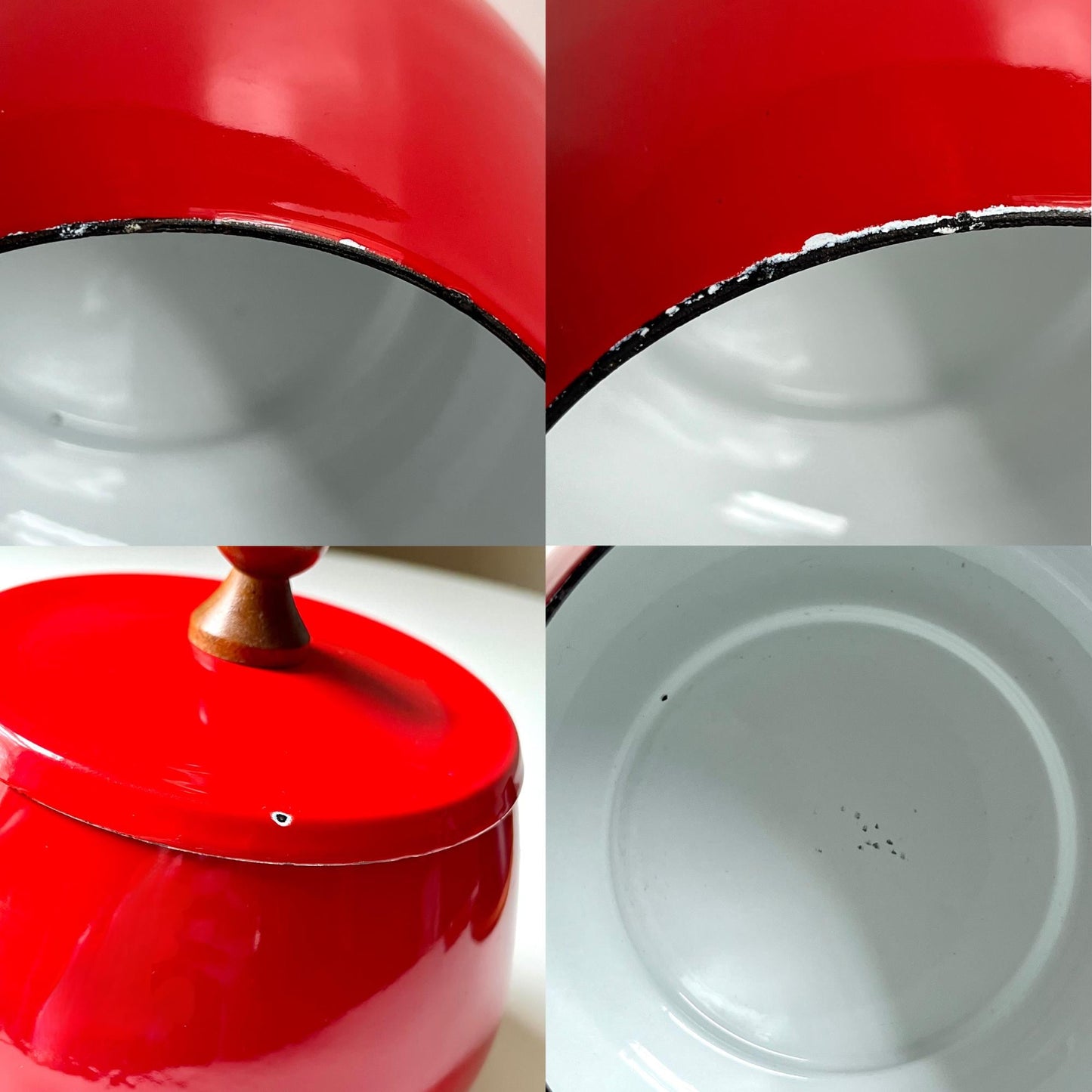 Red Fondue Set with Wood Base