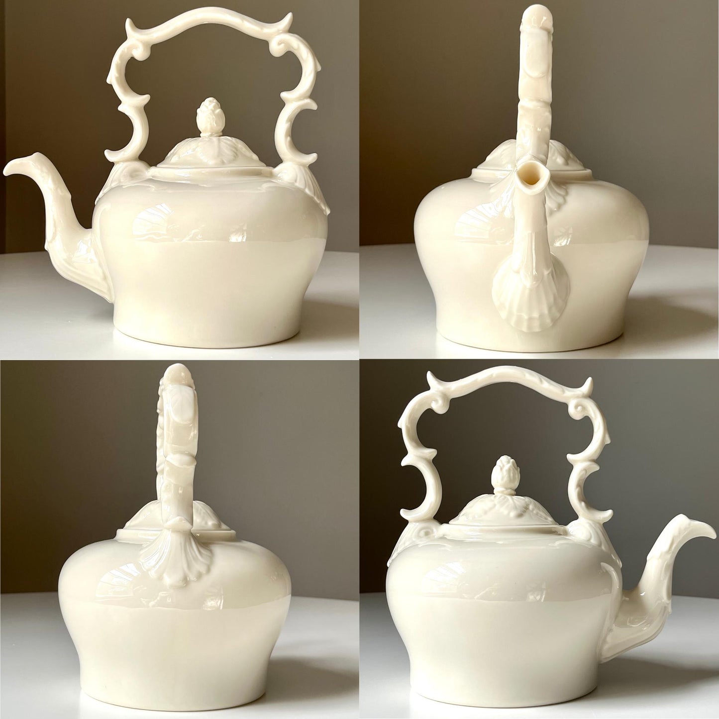 Whimsical Ivory Porcelain Teapot