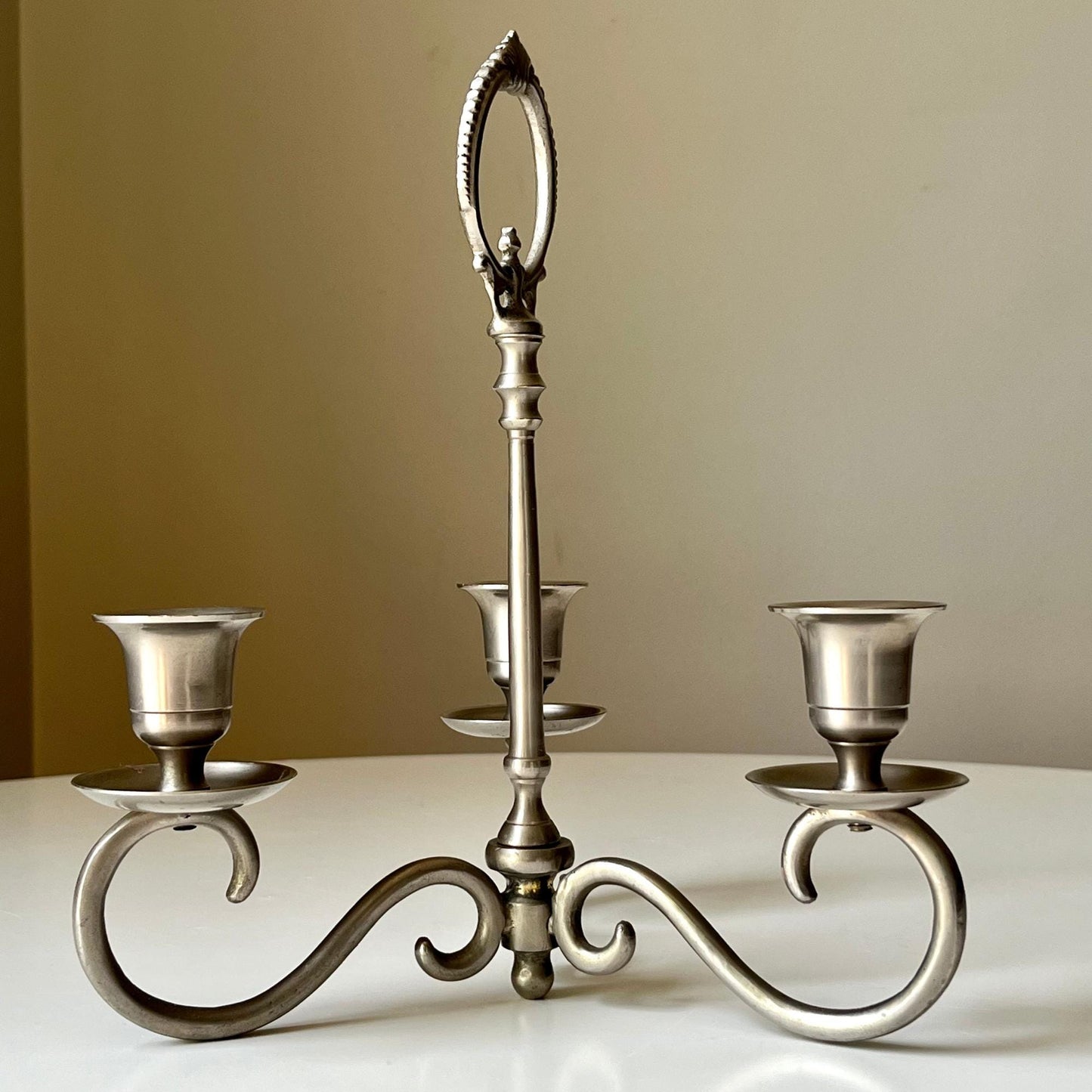 Pewter Three Arm Candelabra