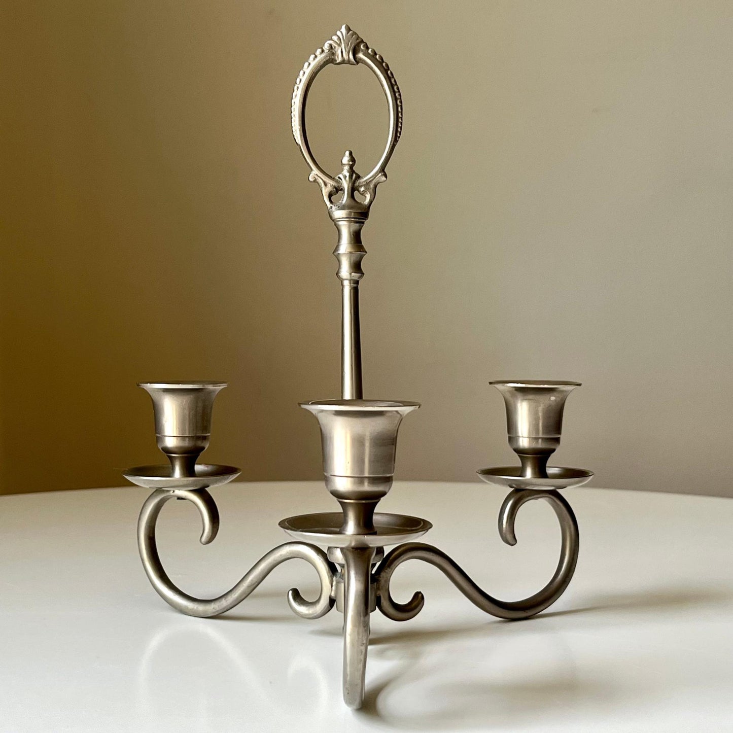 Pewter Three Arm Candelabra