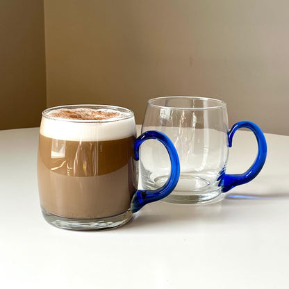 Coffee Mugs with Cobalt Blue Handle