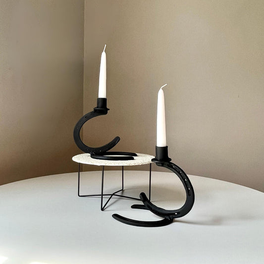 Horseshoe Shaped Metal Candle Holders