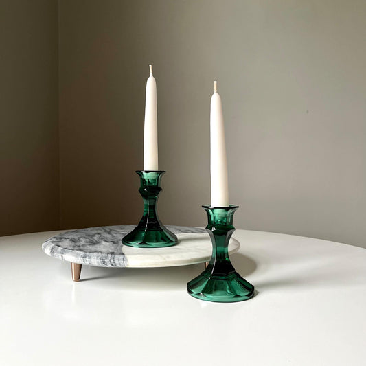 Emerald Green Glass Candle Holders