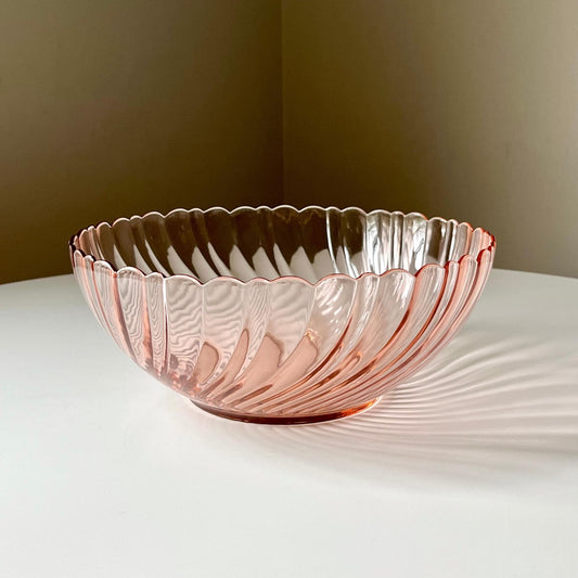 French Pink Glass Rosaline Serving Bowl