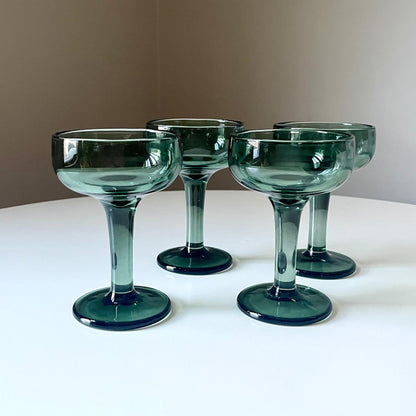 Smokey Green Cocktail Glasses