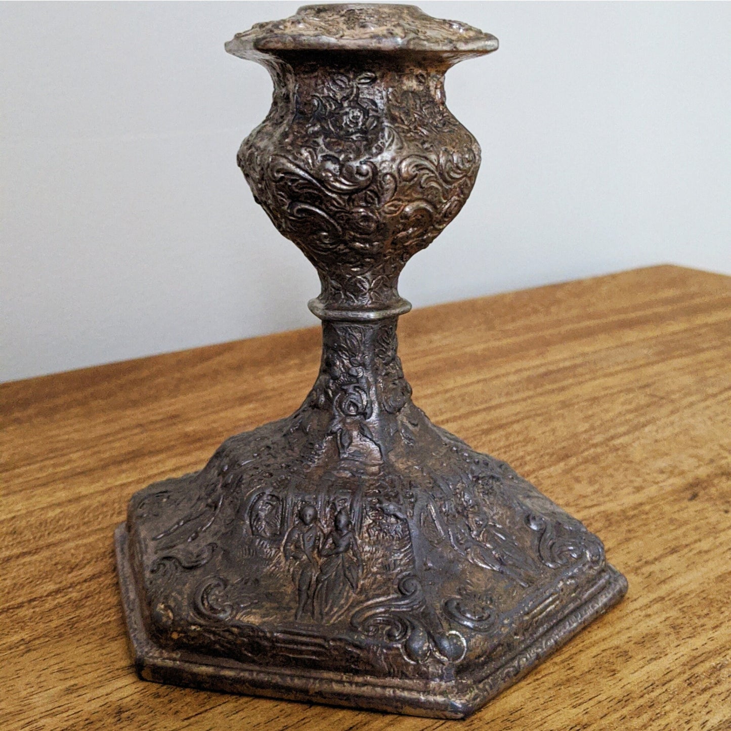 Silver Plated Repousse Style Candle Holder