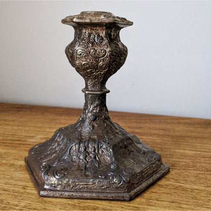 Silver Plated Repousse Style Candle Holder