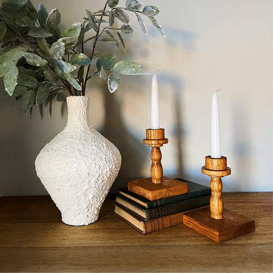 Hand Turned Solid Wood CandleHolders