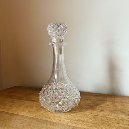 French Diamond Point Crystal Decanter