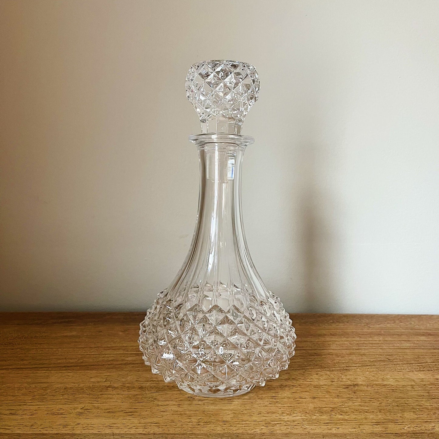 French Diamond Point Crystal Decanter