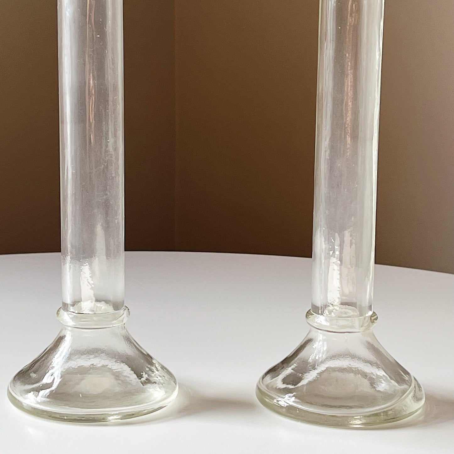 Mold Blown Column Candlestick Holders