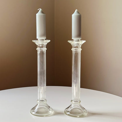 Mold Blown Column Candlestick Holders