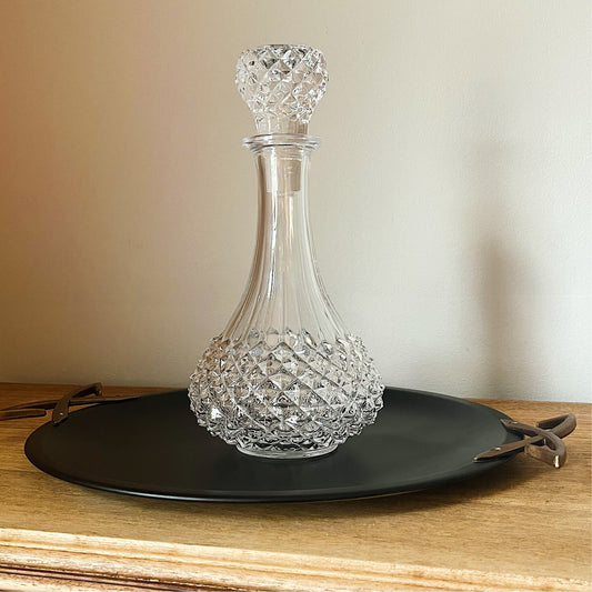 French Diamond Point Crystal Decanter