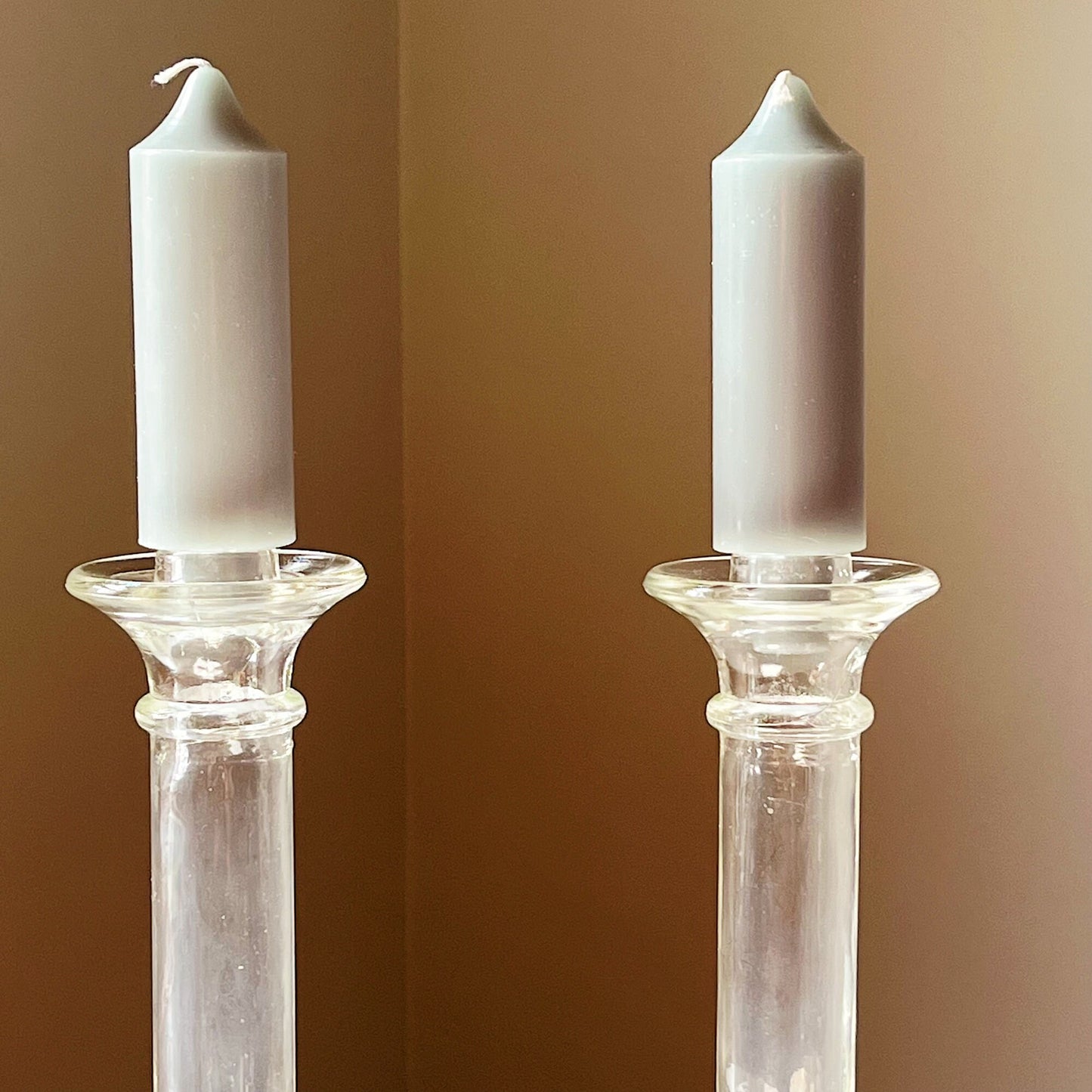 Mold Blown Column Candlestick Holders