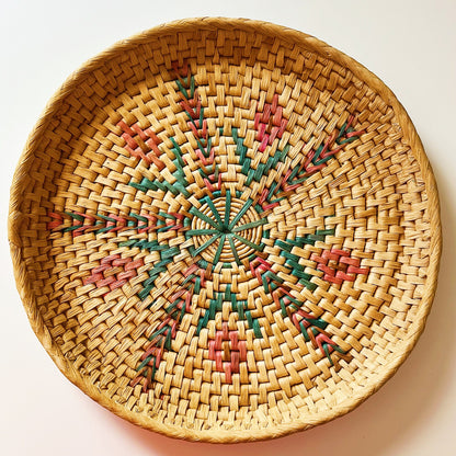 Seagrass Woven Tray with Boho Design