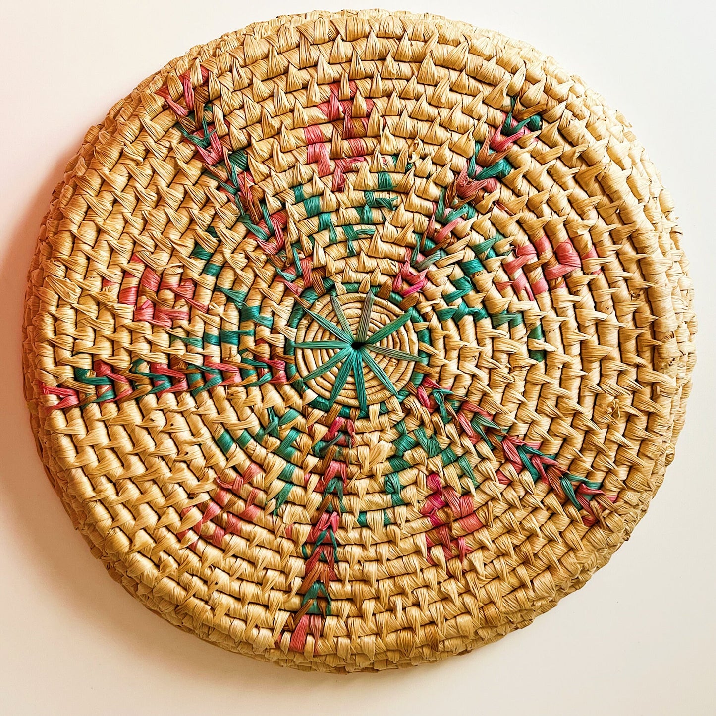 Seagrass Woven Tray with Boho Design