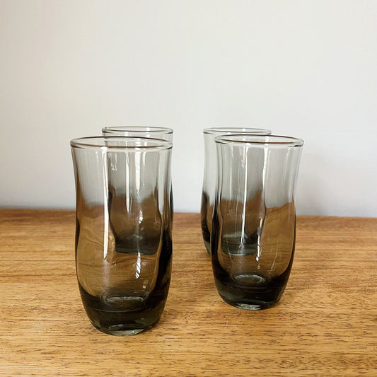 Mid Century Modern Smoked Gray Cocktail Glasses