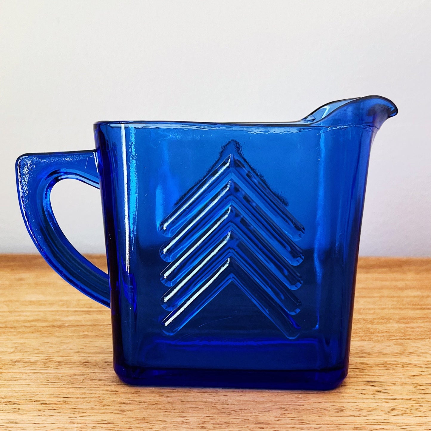 Cobalt Blue Chevron Pattern Creamer by Hazel Atlas