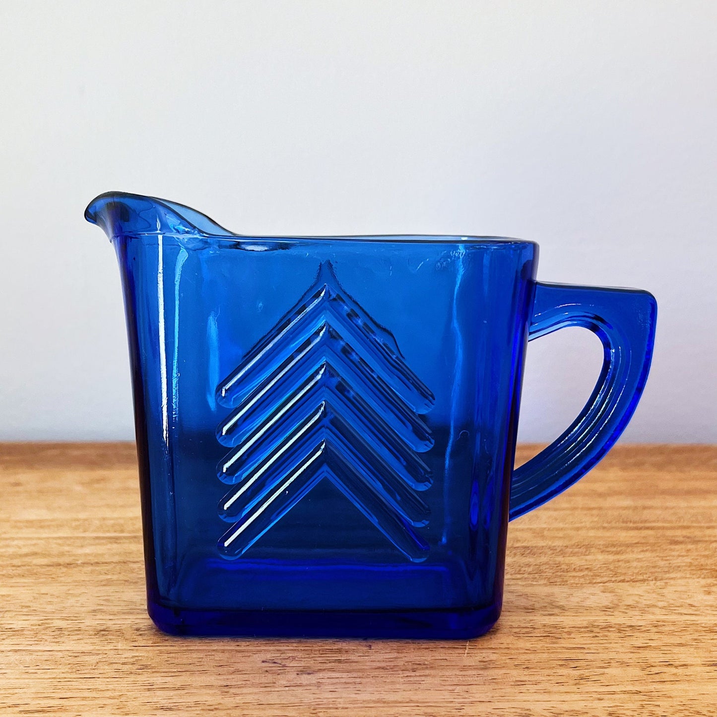 Cobalt Blue Chevron Pattern Creamer by Hazel Atlas