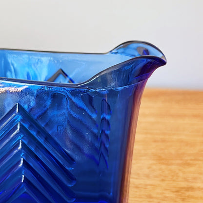 Cobalt Blue Chevron Pattern Creamer by Hazel Atlas