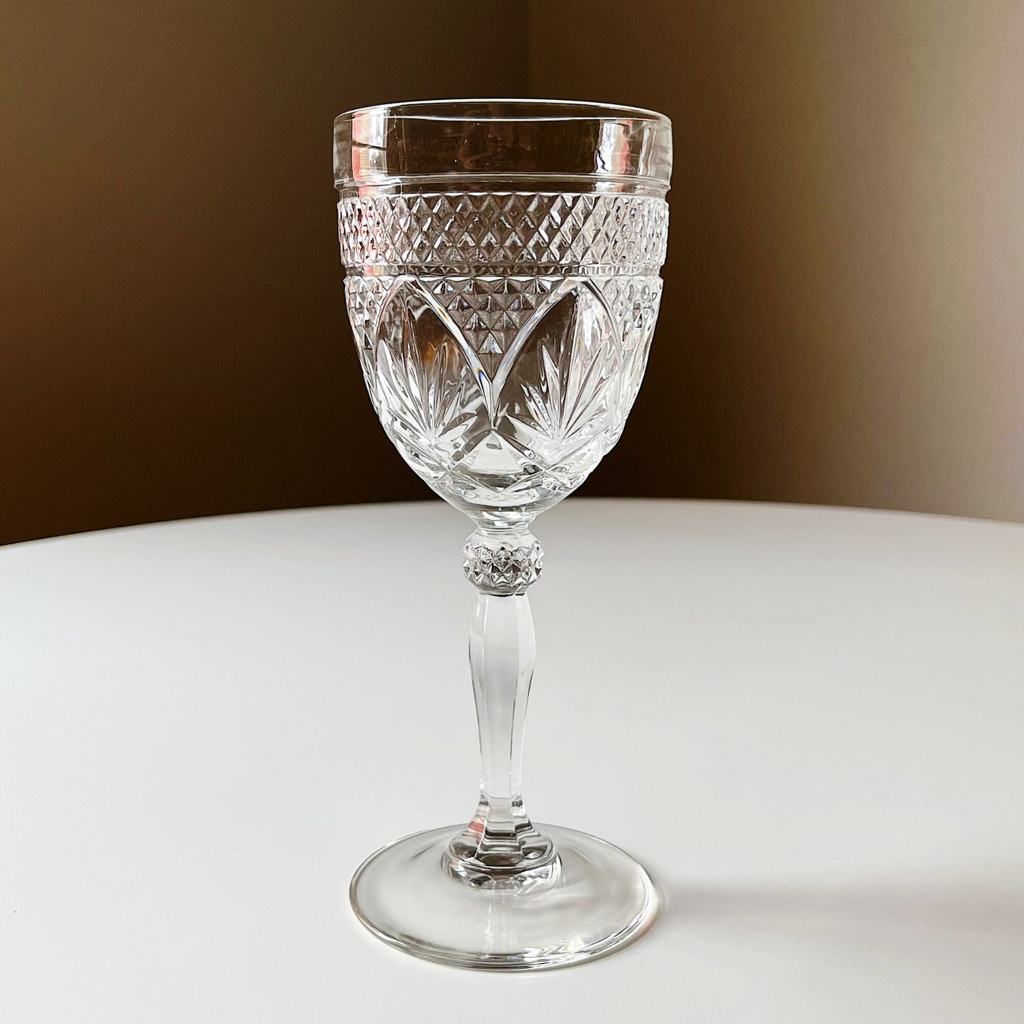 French Knob Stem Crystal Wine Glasses