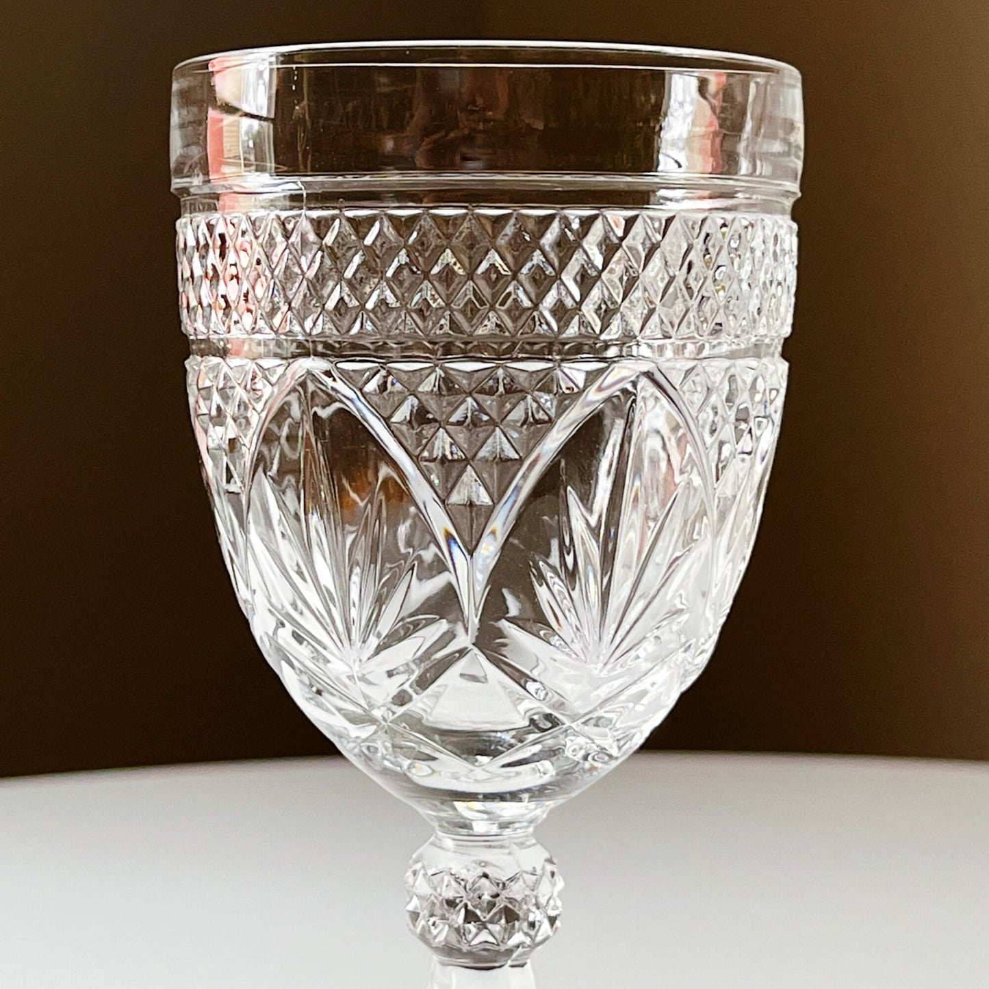 French Knob Stem Crystal Wine Glasses