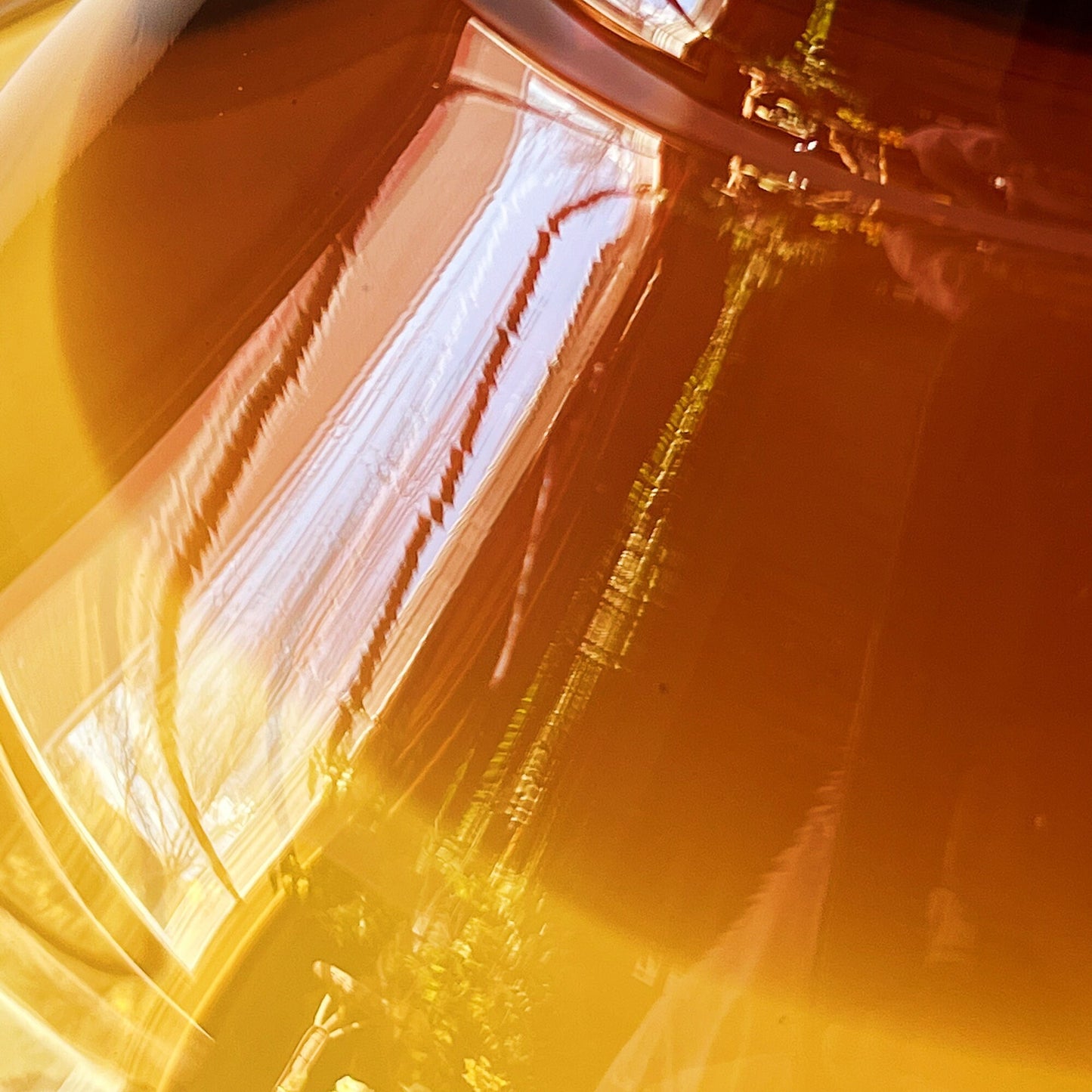 Hand Blown Amber Glass Bowl with Folded Wide Rim