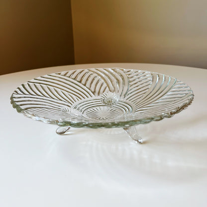 Glass Spiral Footed Catchall Tray