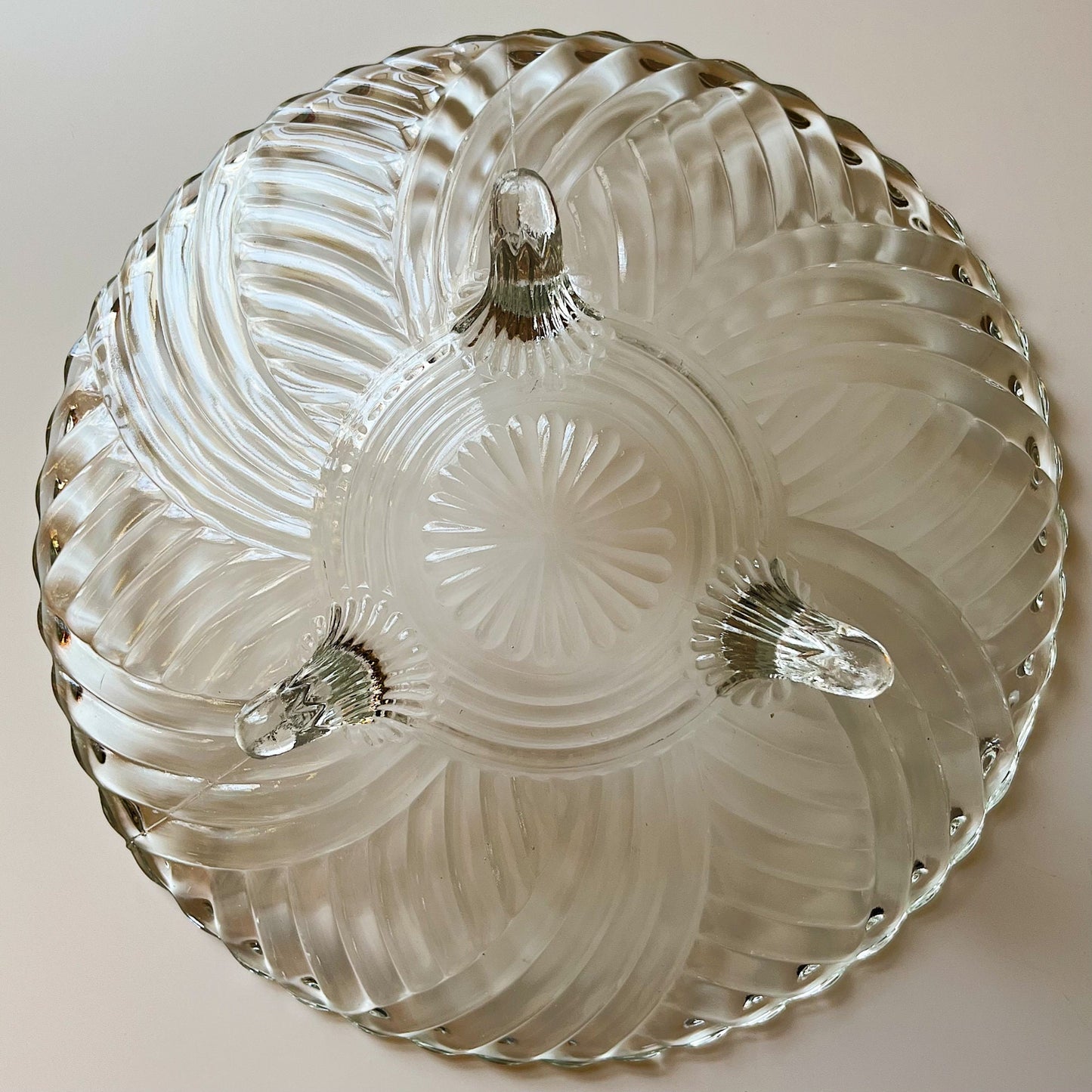 Glass Spiral Footed Catchall Tray