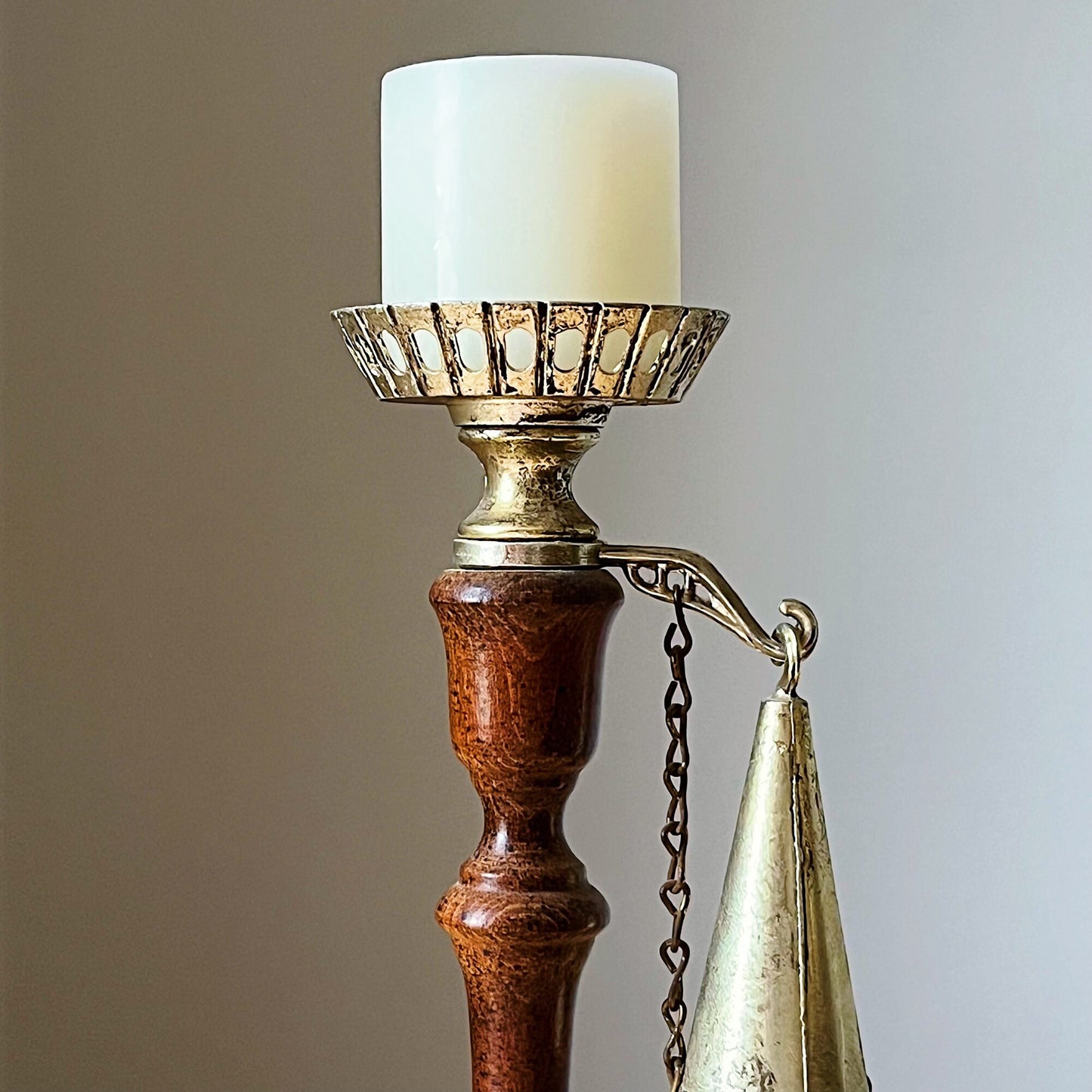 Ornate Candle Holder with Attached Snuffler