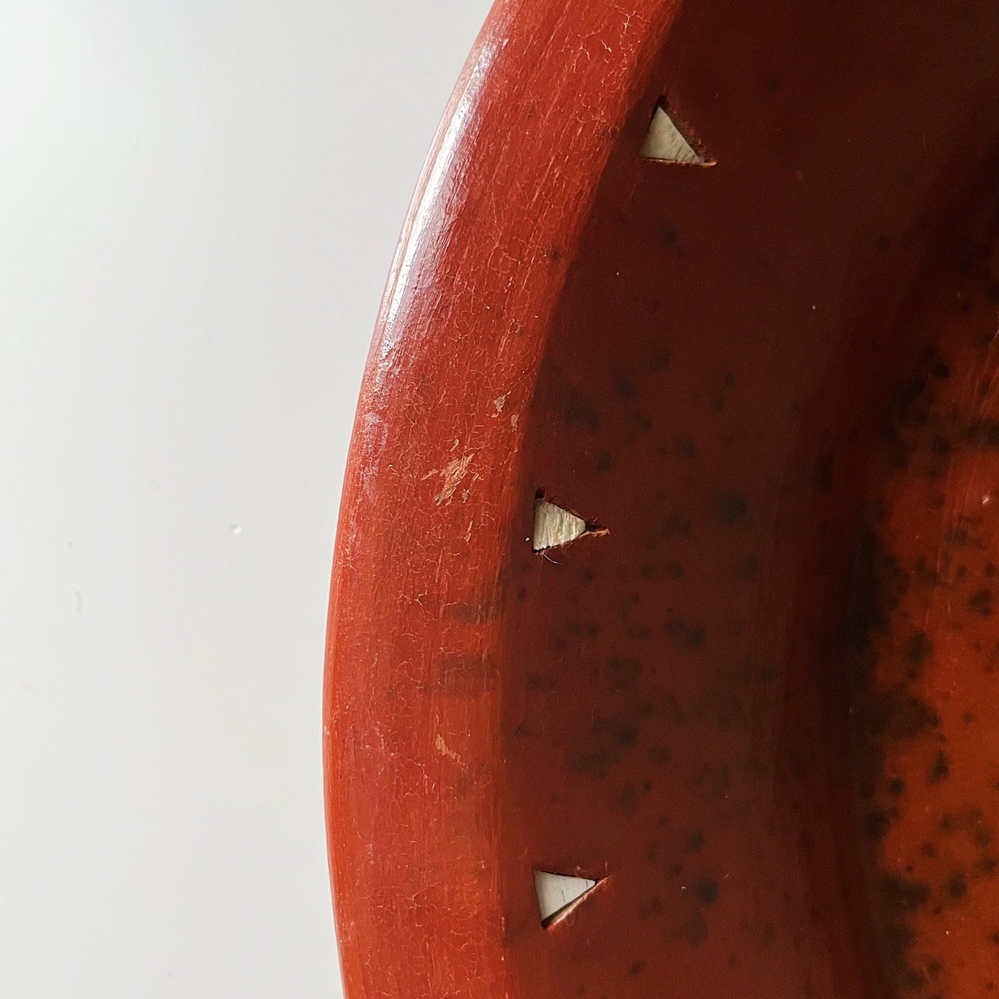 Red Ceramic Tray with White Triangular Pattern