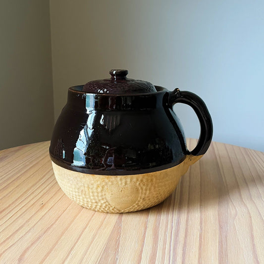 Half Glazed Brown Pottery Crock Pot