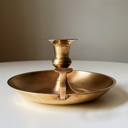 Mid Century Modern Brass Catchall with Candleholder