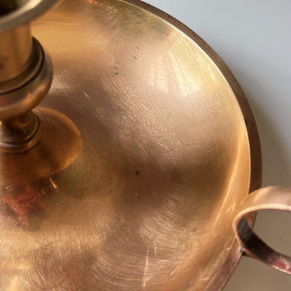 Mid Century Modern Brass Catchall with Candleholder