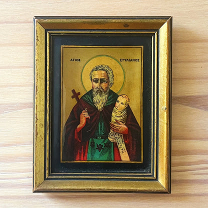 Byzantine Greek Orthodox Framed Art of Saint Stylianos